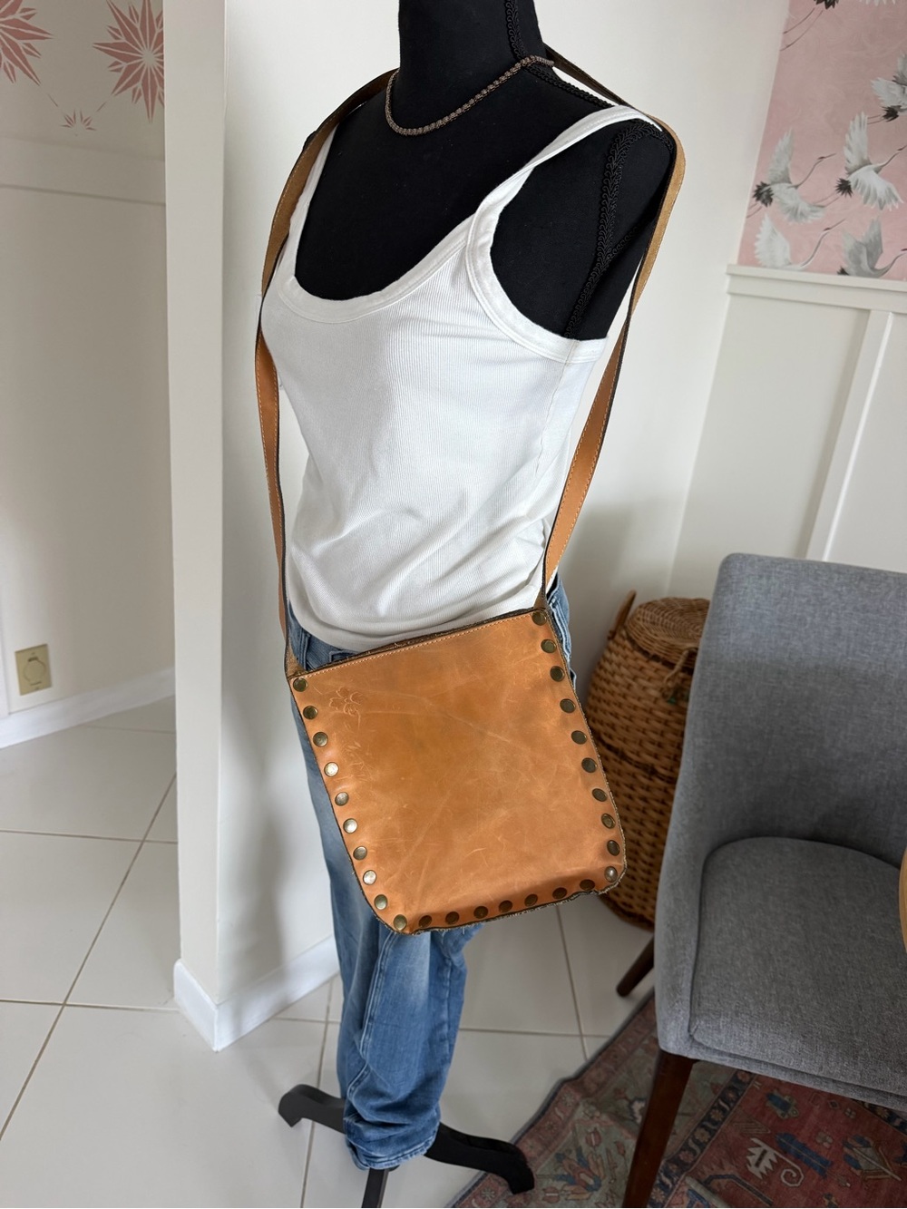 Patricia Nash "Venezia" Studded Leather Crossbody Pouch Purse